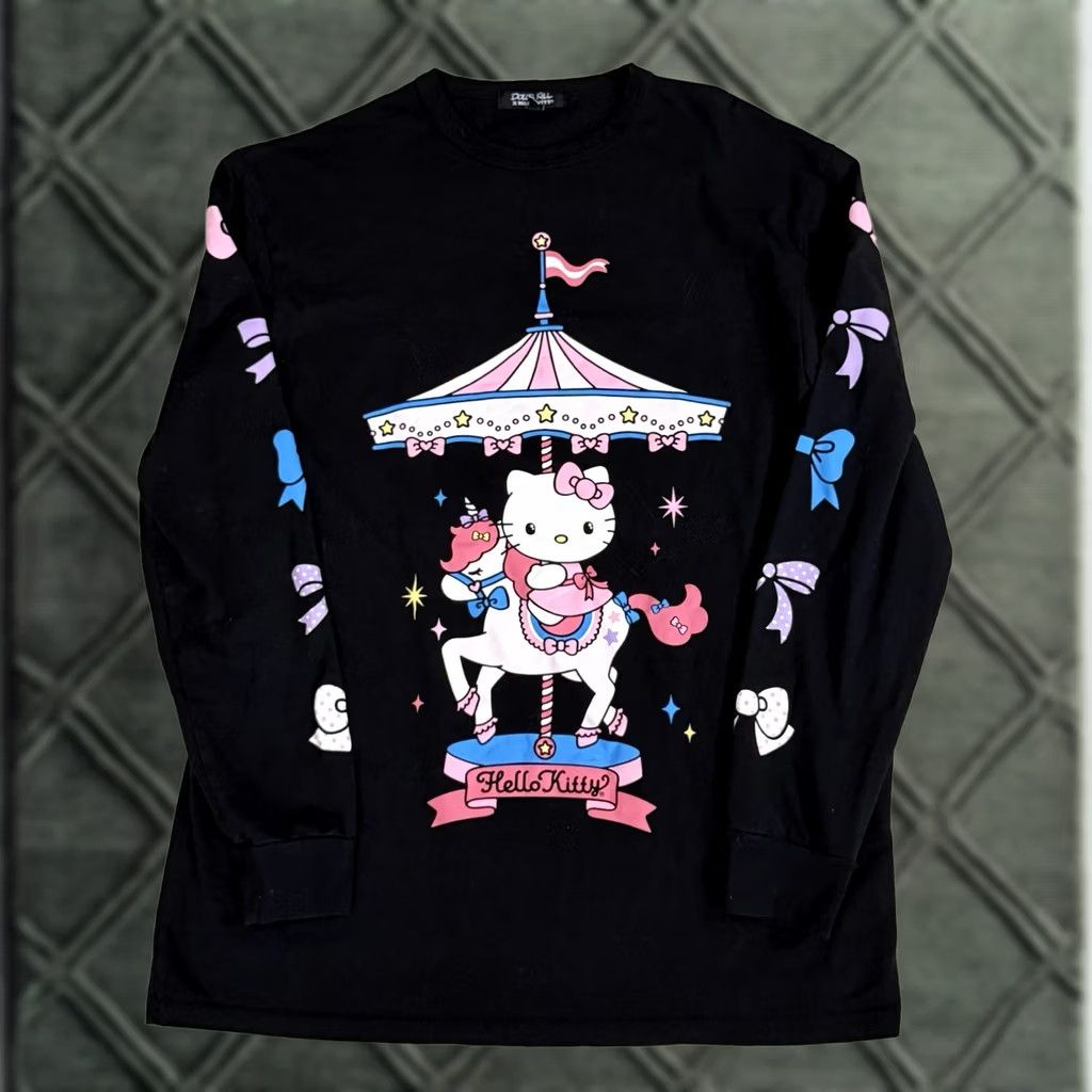 Dolls Kill Dolls Kill x Sanrio Hello Kitty Longsleeve Shirt Medium Cute Japan Anime Womens Black Size M / US 6-8 / IT 42-44 - 1 Thumbnail