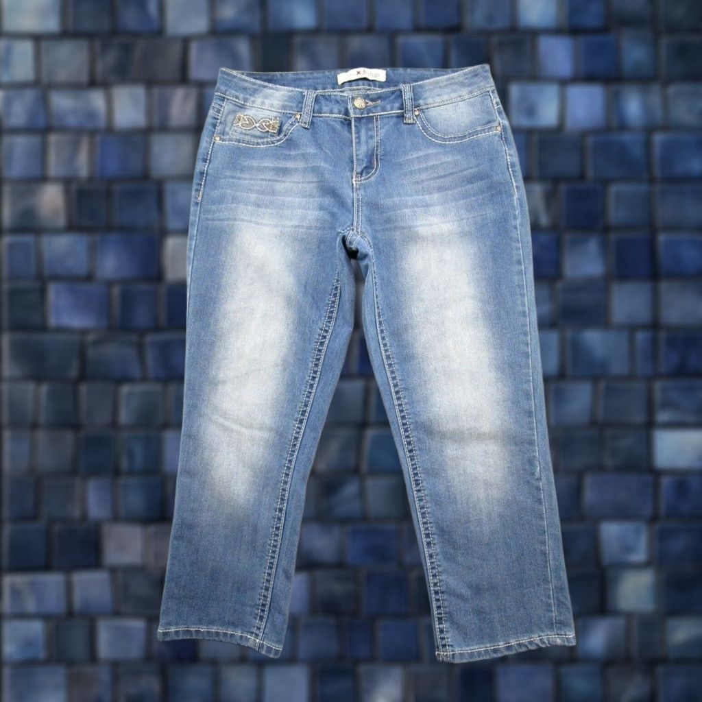 Vintage Love Nation Jeans Women's Size 8 Blue Ankle Cropped Stretch Pocket Thick Stitch Size 30" / US 8 / IT 44 - 1 Thumbnail
