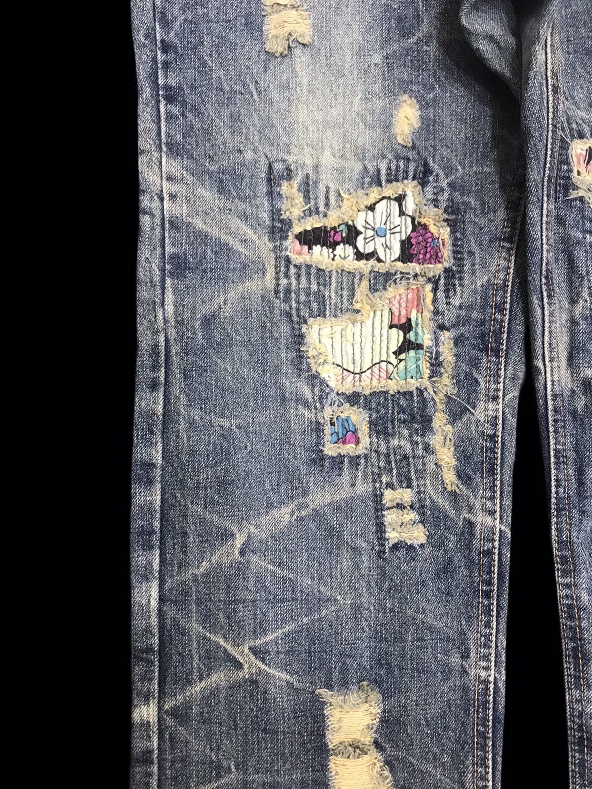 Designer 💥DENIM ART💥PLAYCHESS Rare Distressed Boro Style Denim F177 Size US 31 - 7 Thumbnail