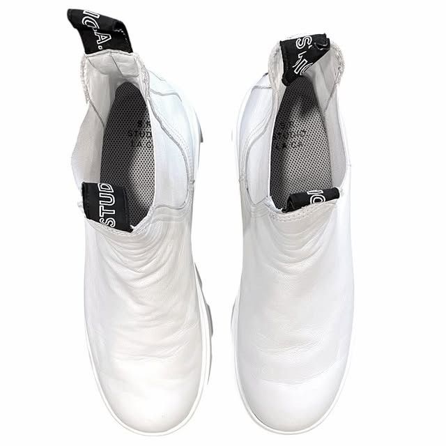 Sterling Ruby S.R. STUDIO. LA. CA. *SAMPLE* White Leather Therapist Boot Size US 11 / EU 44 - 3 Thumbnail