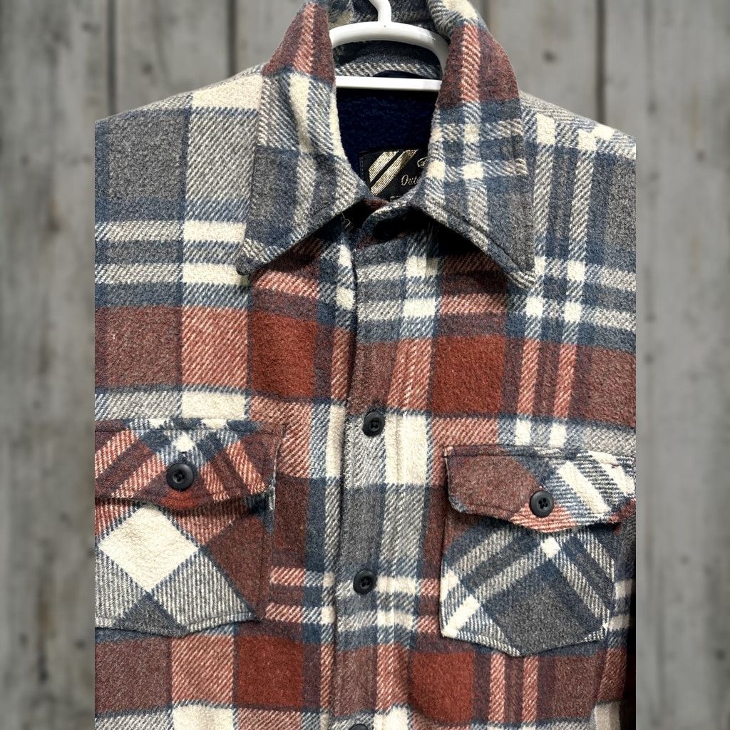 Sears VINTAGE Sears Wool Blend Brown Plaid Sherpa Lined Shacket Jacket Large Tall 70s Mens L Size US L / EU 52-54 / 3 - 1 Thumbnail