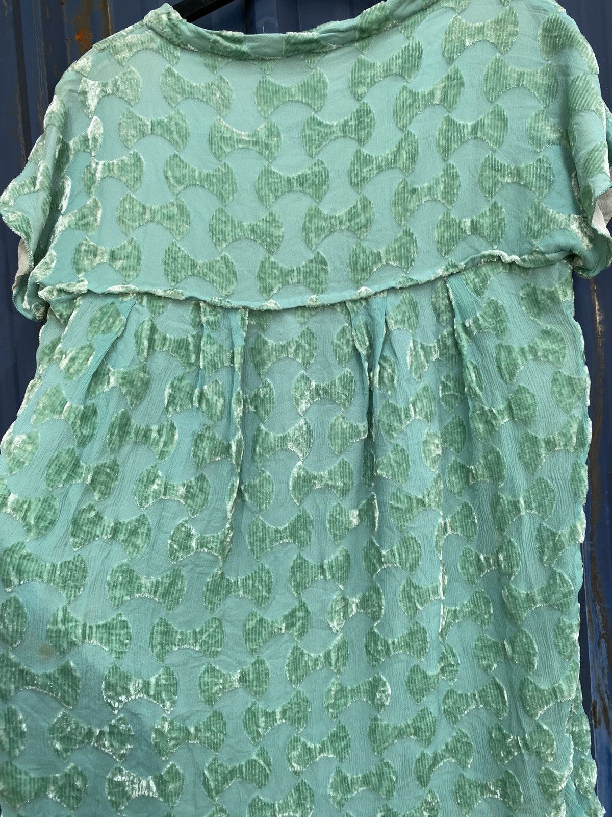 Miu Miu Miu Miu Subtle Bow Pattern Mint Green V Neck Shirt Size S / US 4 / IT 40 - 8 Thumbnail