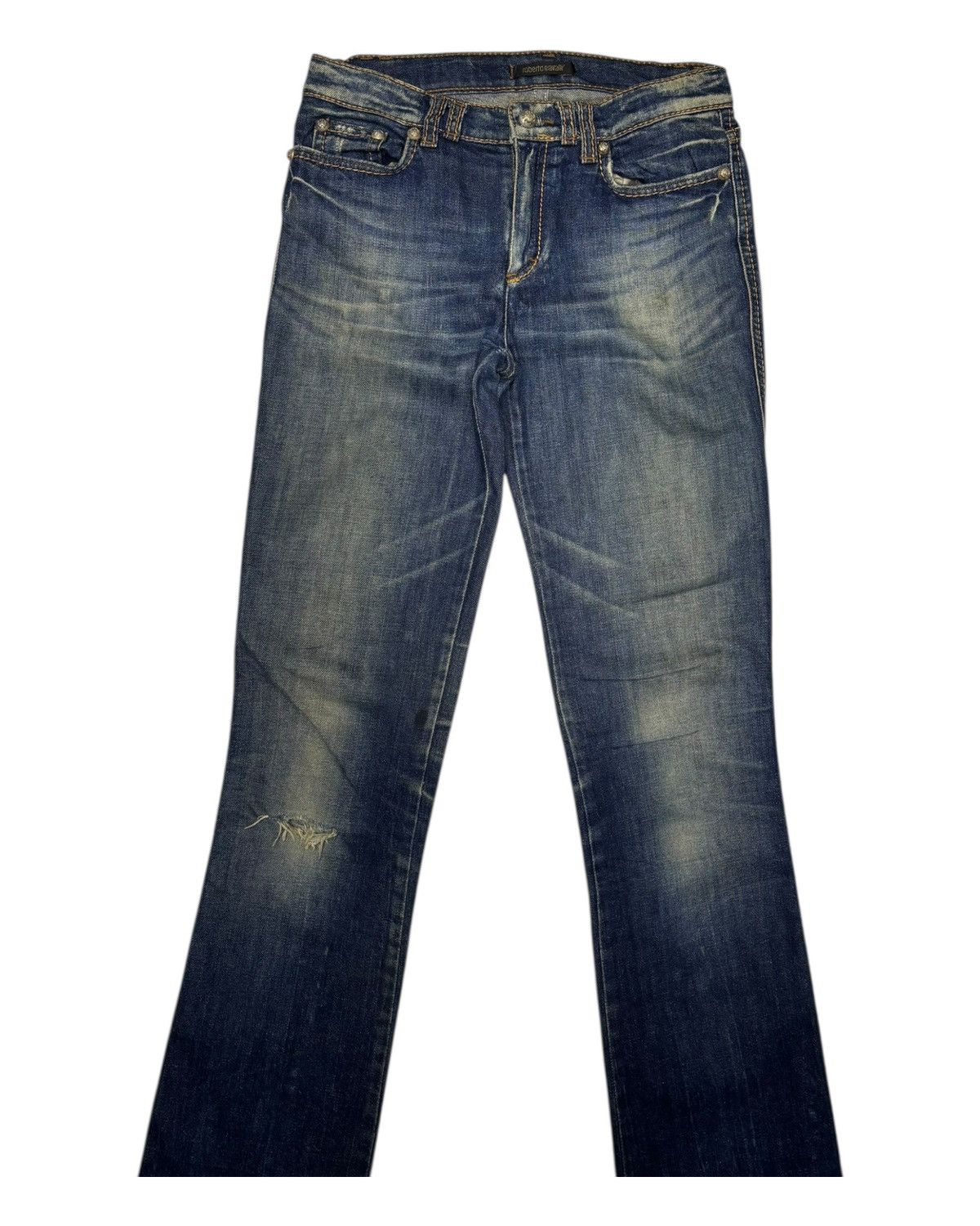 Just Cavalli × Roberto Cavalli ROBERTO CAVALLI LEOPARD DISTRESSED FLARE JEANS Size 29" - 5 Thumbnail