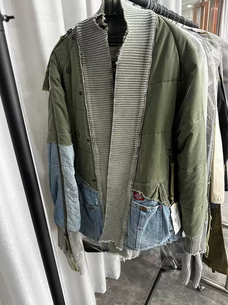 Greg LaurenFW19 Army denim kimono puffy jacket