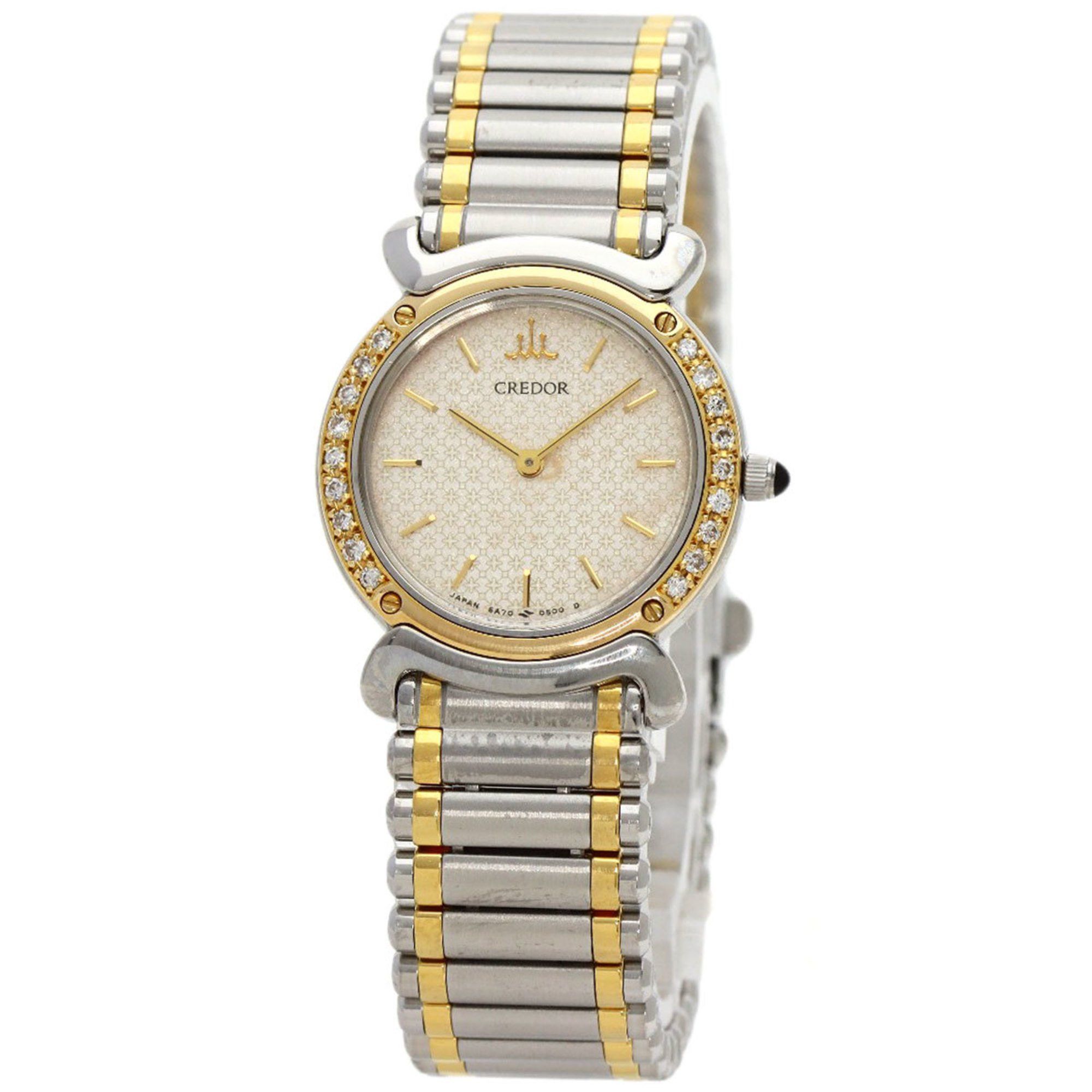 image of Seiko 5A70-0210 Credor Watch Stainless Steel/ssxk18Yg/diamond Women's Seiko in Ivory