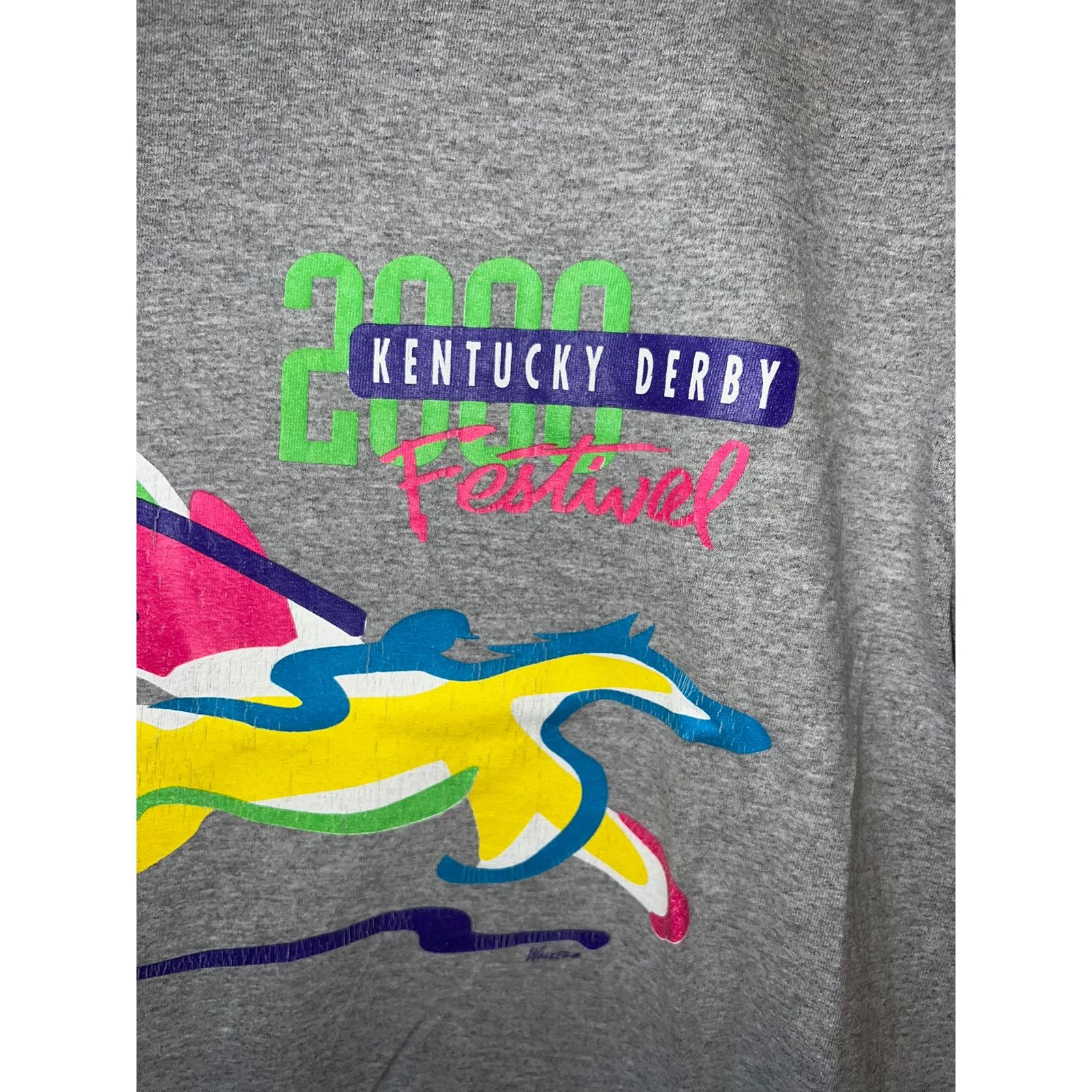 Port & Company Vintage Kentucky Derby Shirt Festival Horse Gray Race Tee M Size US M / EU 48-50 / 2 - 2 Thumbnail