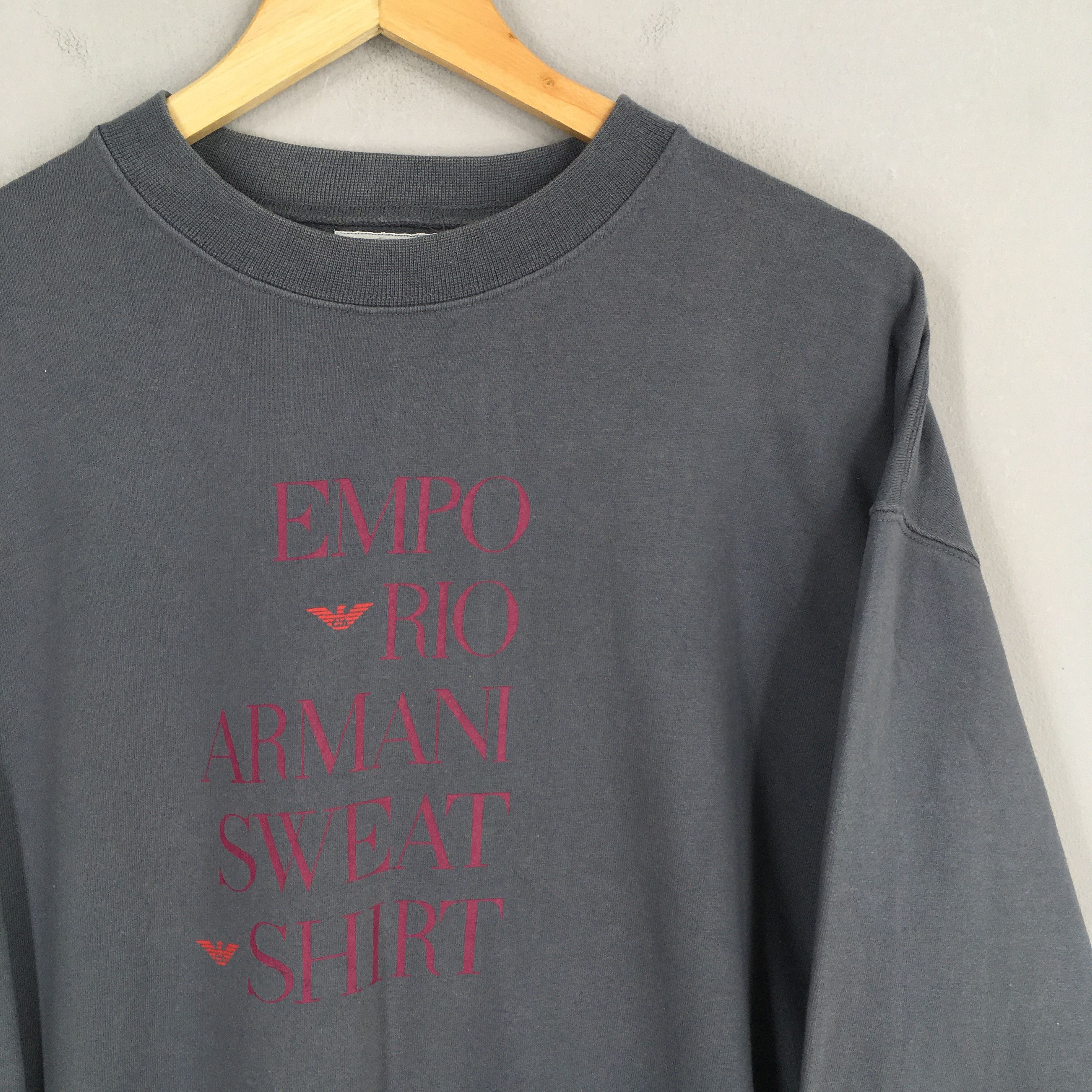 Armani × Designer × Vintage Vintage Emporio Armani Dark Gray Sweatshirt Large Size US L / EU 52-54 / 3 - 2 Thumbnail