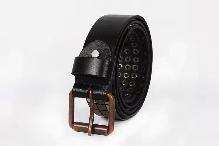 Designer × Leather Streetwear Retro Heavy Metal Cowboy Leather Strap Punk Belt Size 38 - 3 Thumbnail