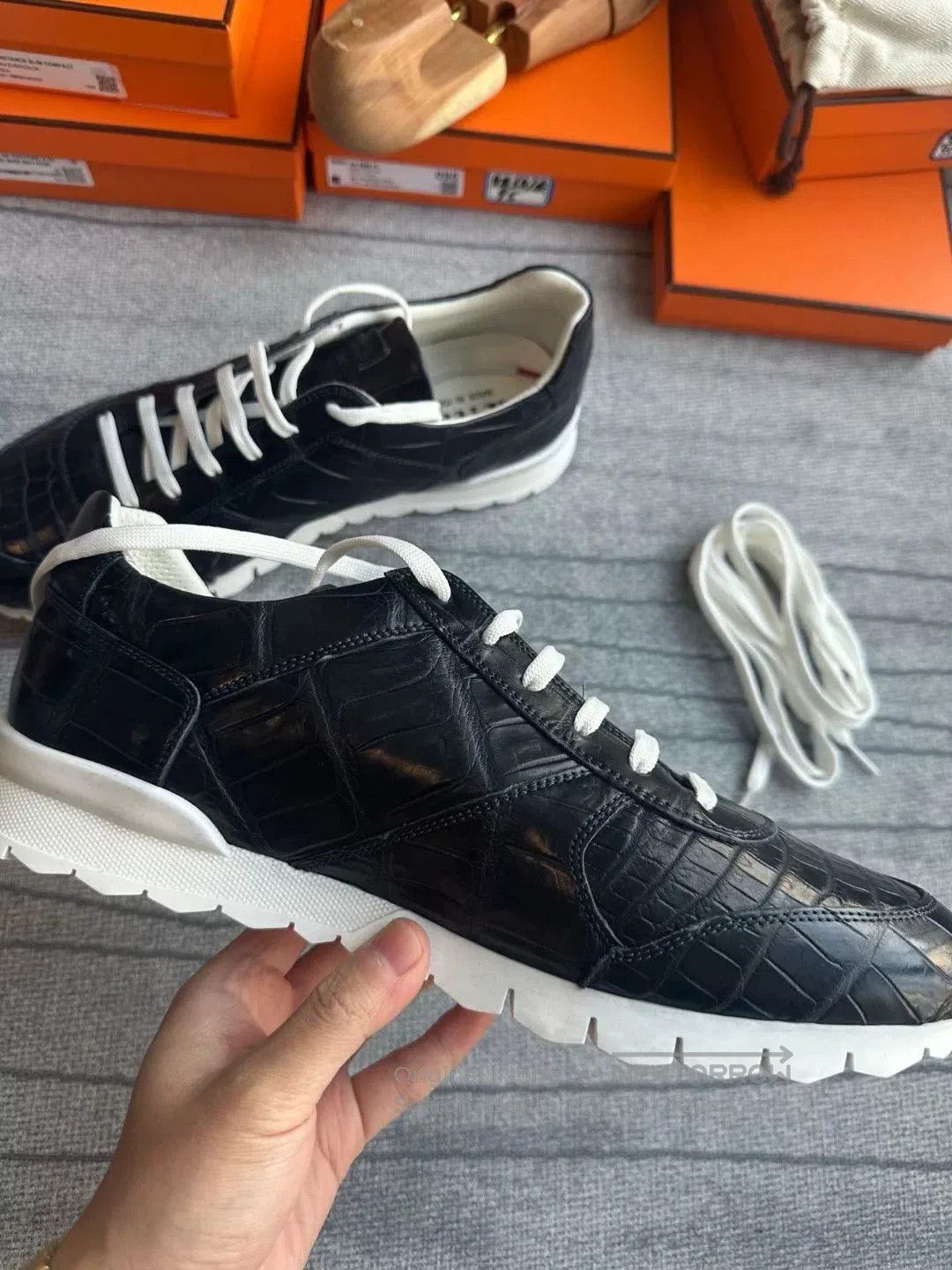 Kiton Kiton Black E Fish Leather Sneakers. Size US 10 / EU 43 - 4 Thumbnail
