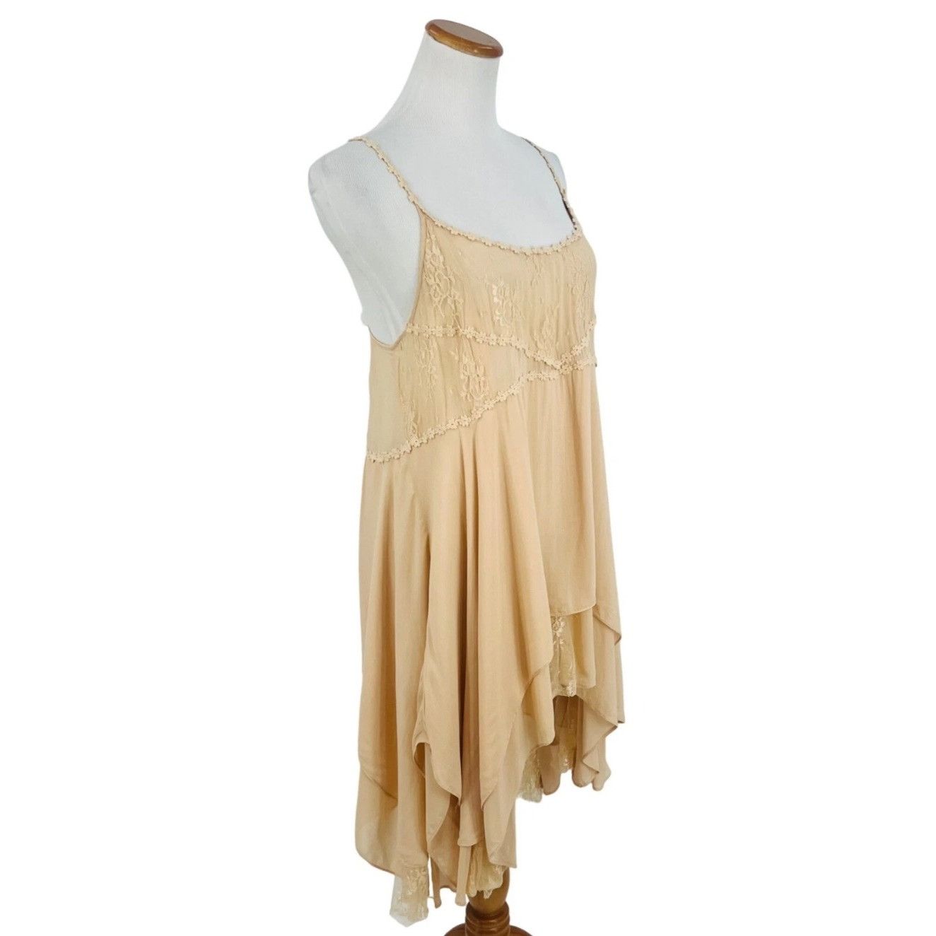 Free People RARE Free People Pieced Together Mini Slip Dress| Boho Indie Size L / US 10 / IT 46 - 12 Thumbnail