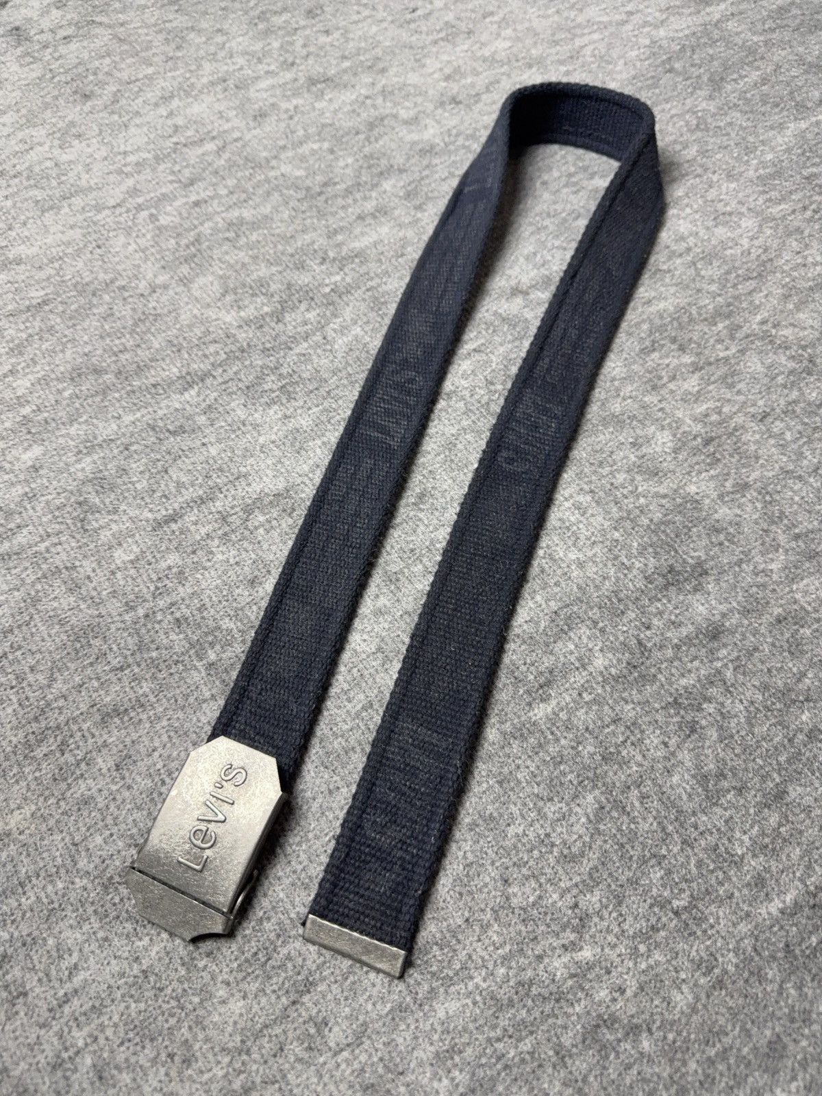 Levi's 00s Y2K Vintage Levi’s Navy Cotton Belt Metal Logo Buckle Size ONE SIZE - 2 Thumbnail