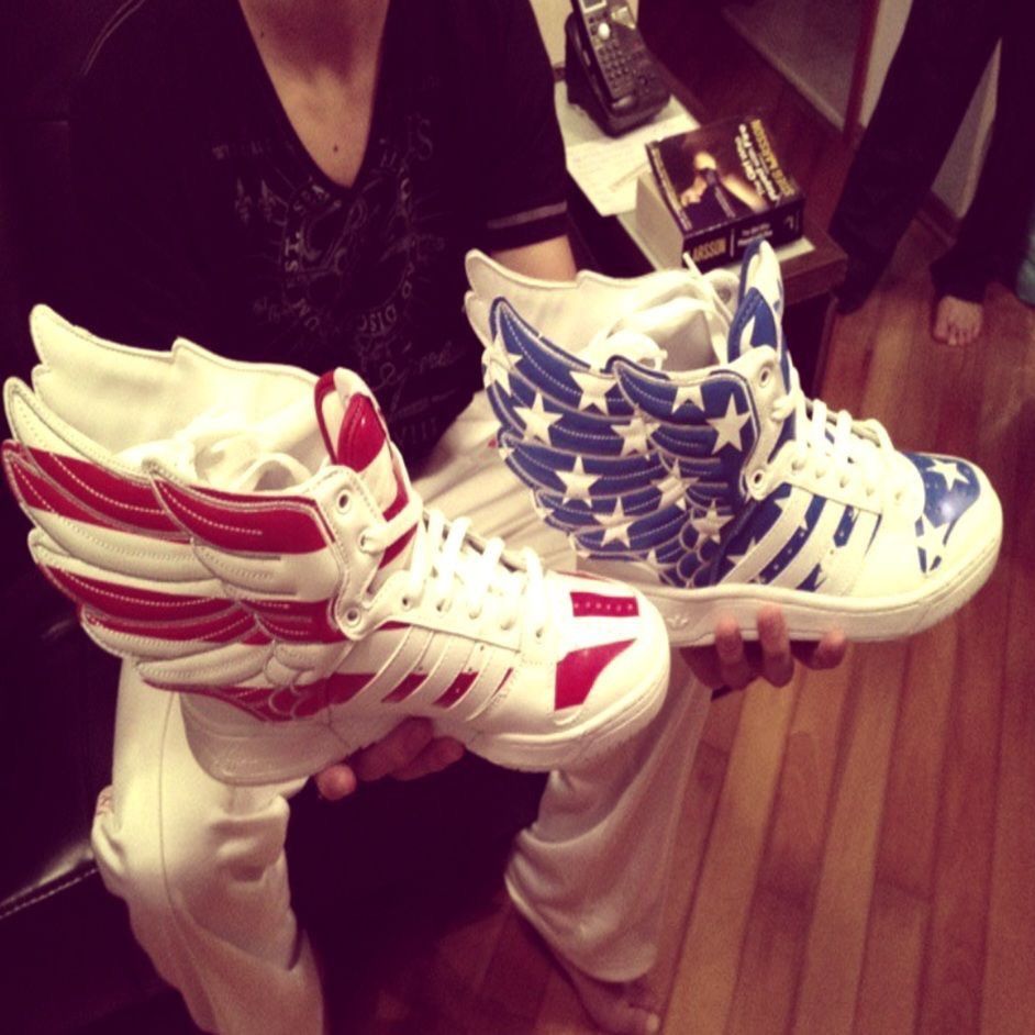 Adidas × Jeremy Scott 2012 STARS AND STRIPES JEREMY SCOTT ADIDAS HIGH TOP SNEAKERS Size US 11 / EU 44 - 11 Thumbnail
