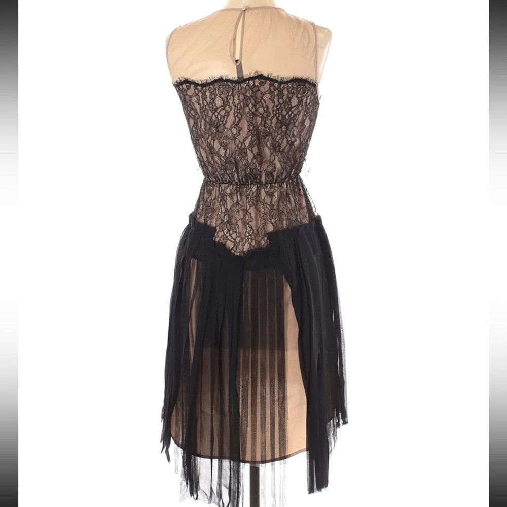Bcbgmaxazria BCBG Max Azria Black Combo Tulle Lace Dress With Belt Sz L Size L / US 10 / IT 46 - 8 Thumbnail