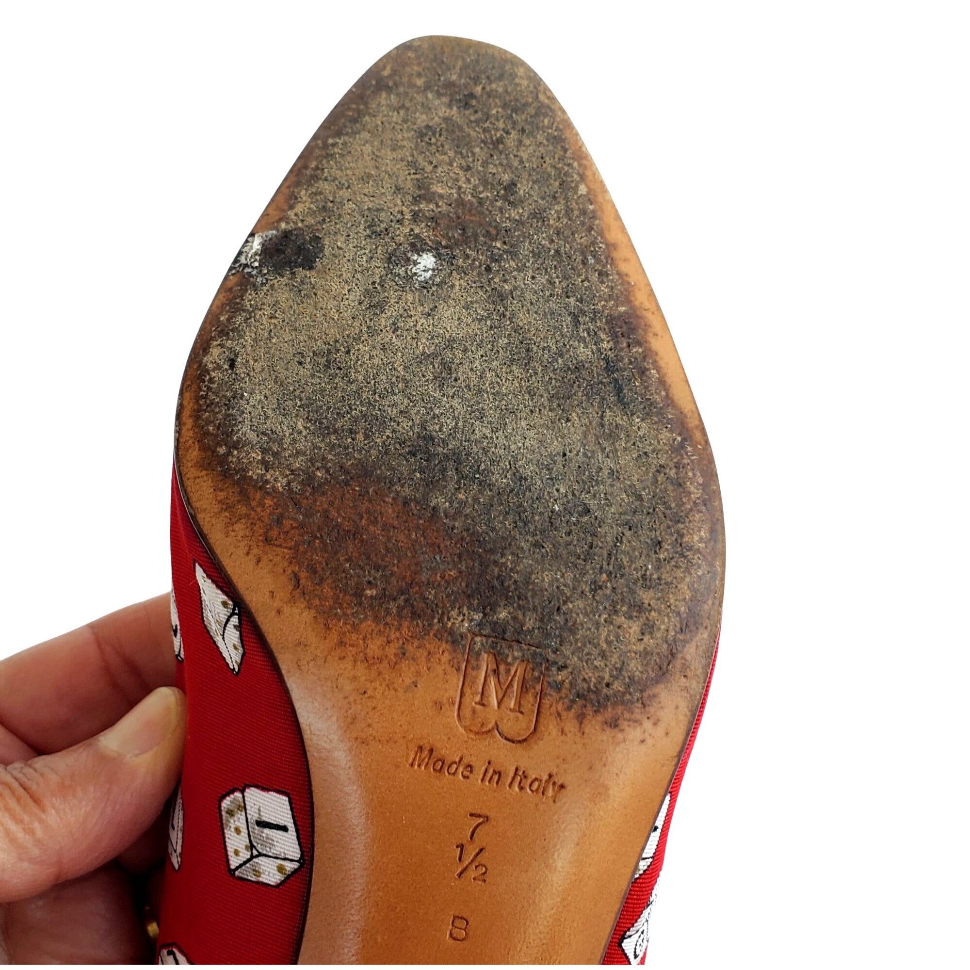 Bruno Magli Bruno Magli 80s Vintage Red Heels 7.5 Novelty Dice Leather C Size US 7.5 / IT 37.5 - 11 Thumbnail