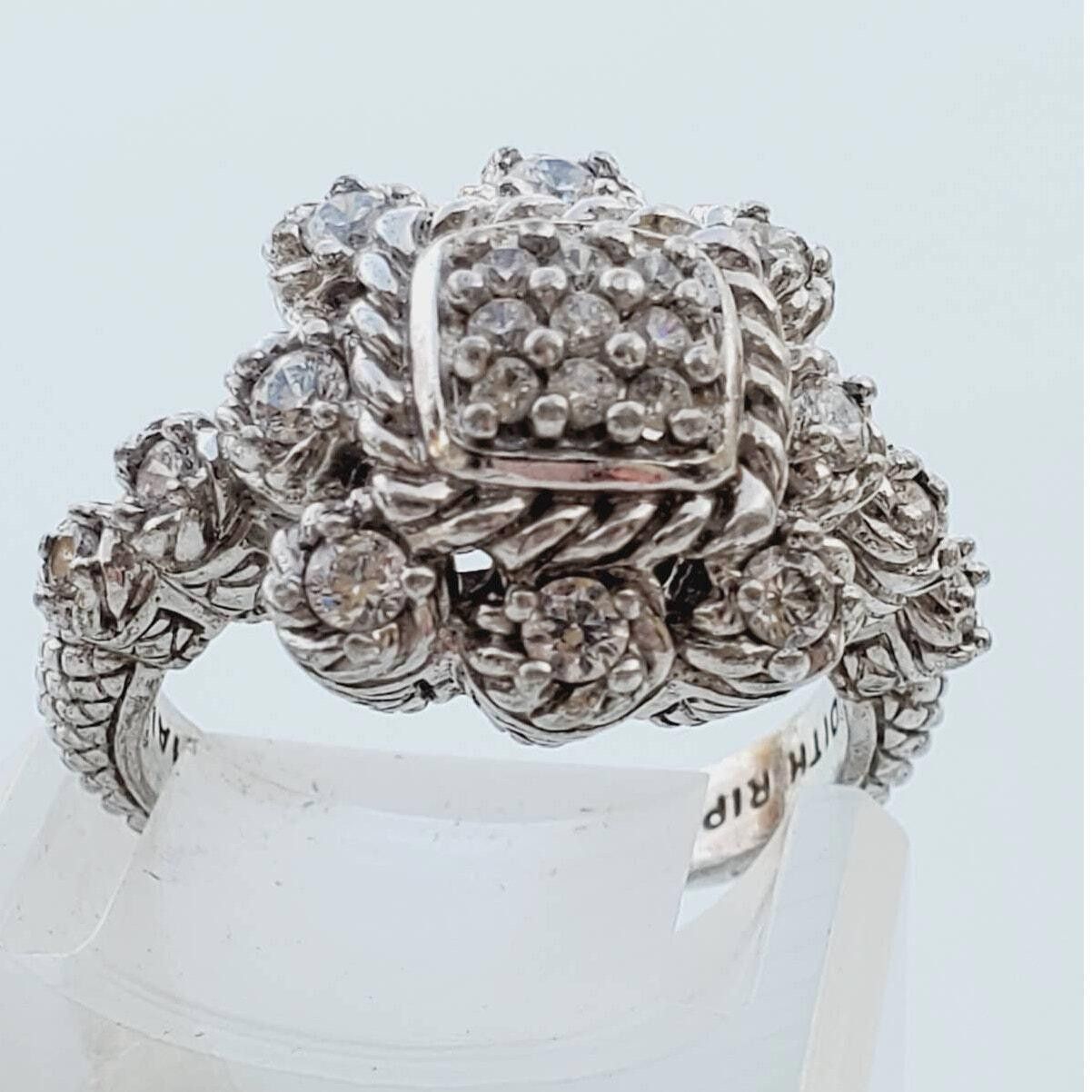 Designer Judith Ripka Diamonique Sterling Silver Heirloom Ring Size 8 Grailed