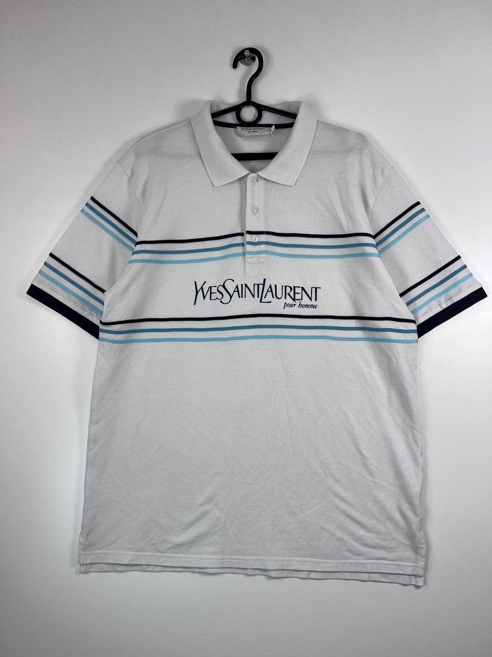 Vintage Yves Saint Laurent Polo Shirt Big Logo YSL Size XL