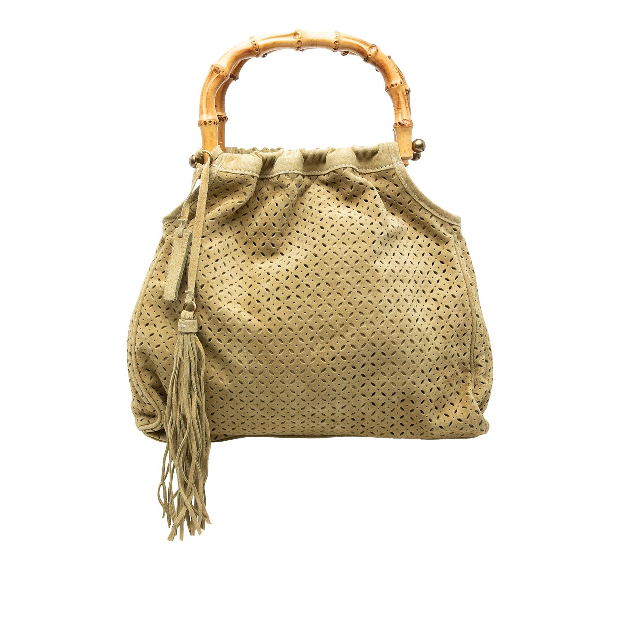 Miu Miu Laser Cut Suede Bamboo Top Handle Bag Size ONE SIZE - 1 Thumbnail