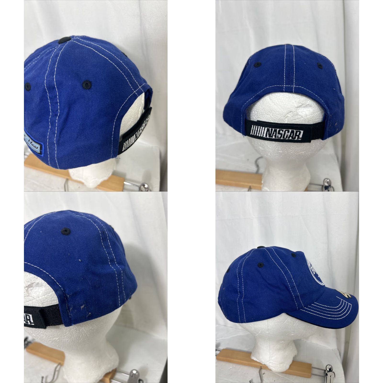 NASCAR Busch Beer NASCAR Racing Blue White Strapback Adjustable Hook Loop Stewart Haas Baseball Cap Mens Adjustable Blue White Cap Size ONE SIZE - 8 Thumbnail
