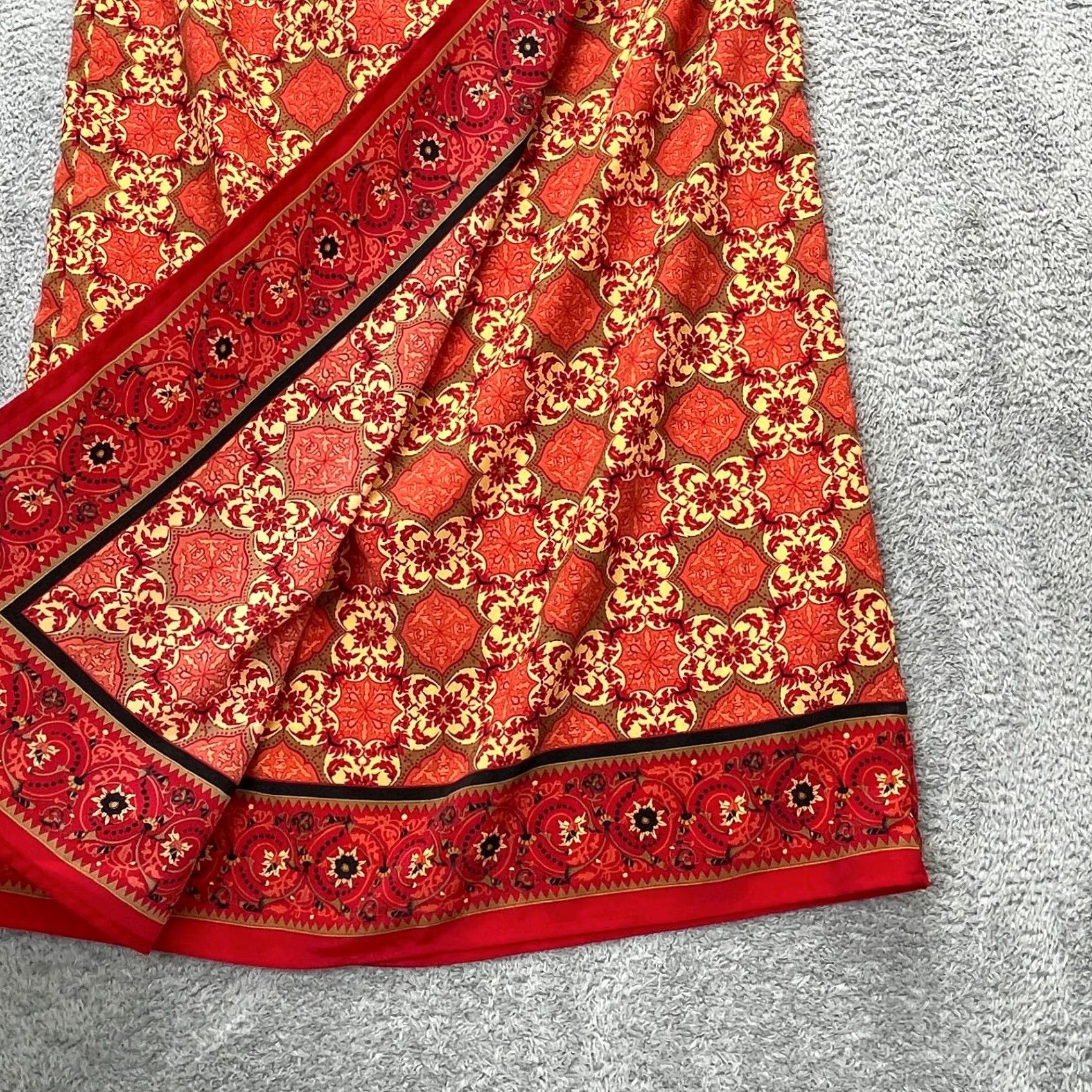 Vintage Vintage Sag Harbor Skirt Womens 14 Red Wrap Front Slit Geometric Midi Bohemian Size 36" / US 14 / IT 50 - 4 Thumbnail