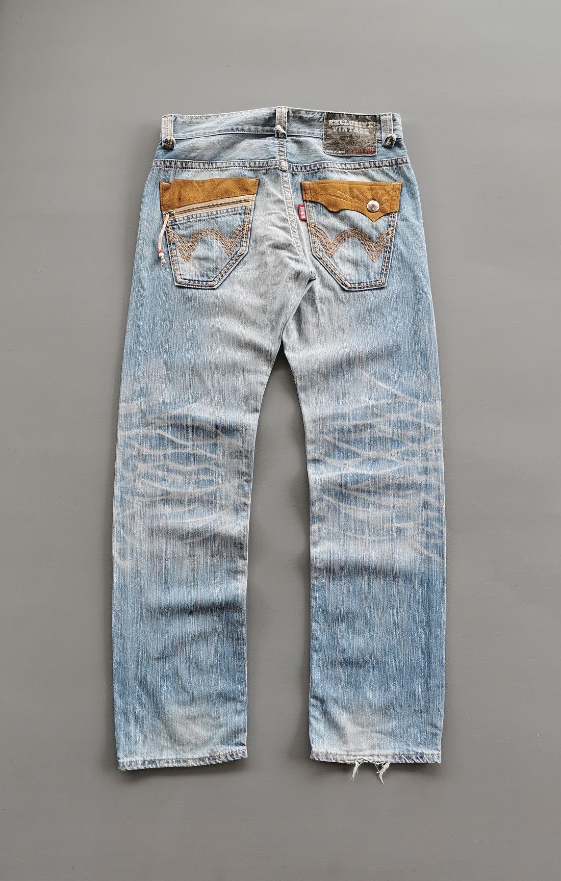 Edwin Edwin 423XVS Light Blue Distressed Denim Jeans Size US 34 / EU 50 - 1 Thumbnail