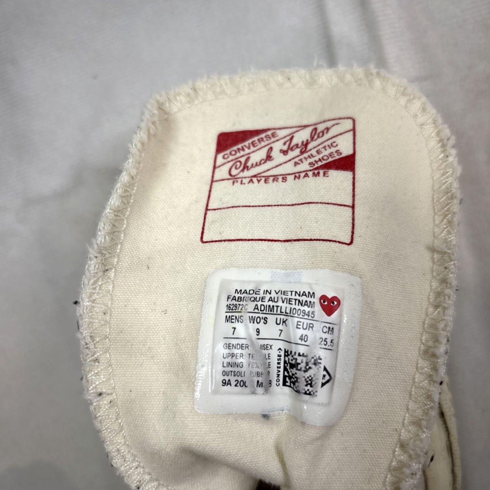 Converse Converse Comme Des Garçons Play X Chuck 70 High Top Multi Heart Men 7 Sneaker Shoes Walking Workwear Adult Mens Size US M / EU 48-50 / 2 - 6 Thumbnail