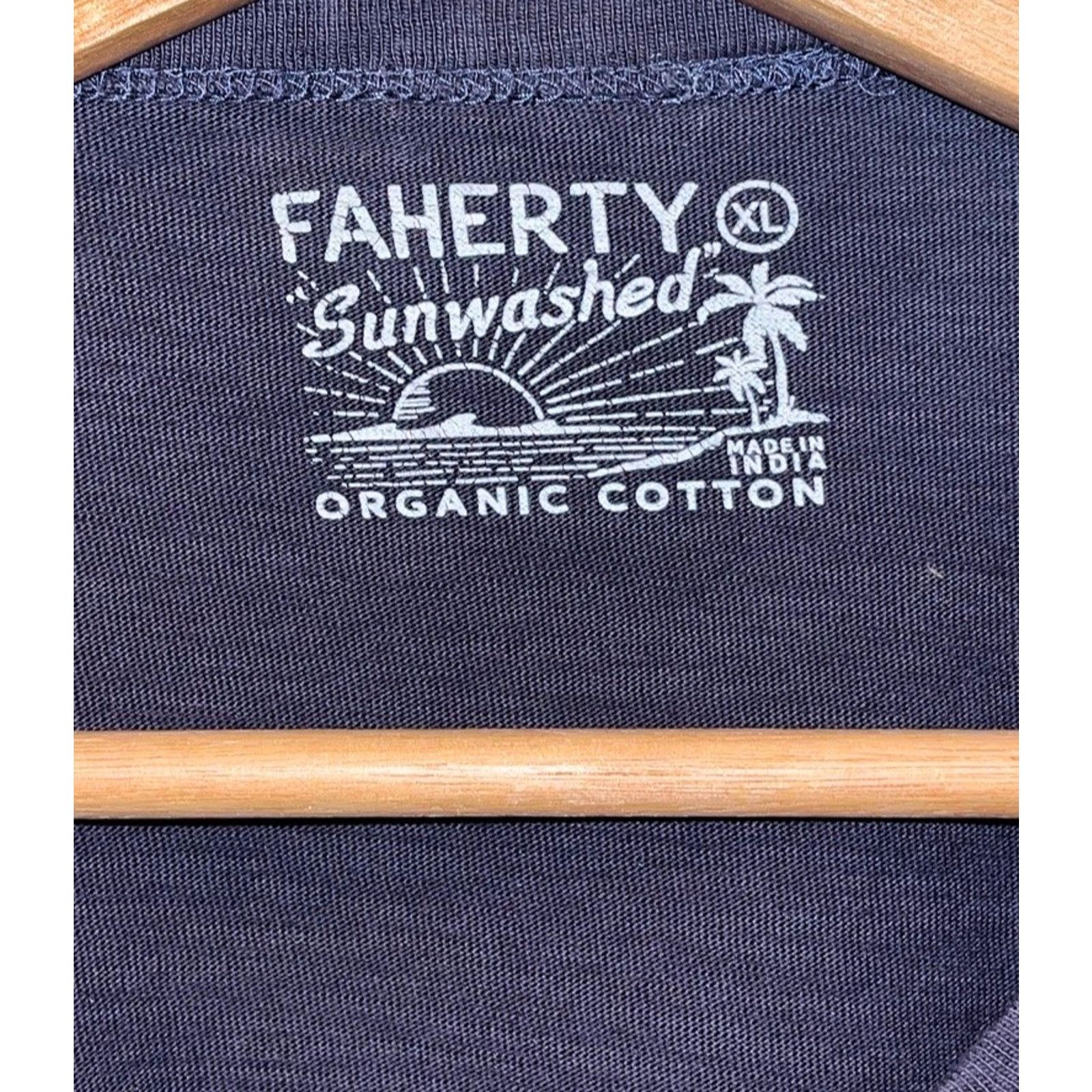 Faherty Faherty Sunwashed Slub Pocket T Shirt XL Blue Grey Cotton Size US XL / EU 56 / 4 - 4 Thumbnail