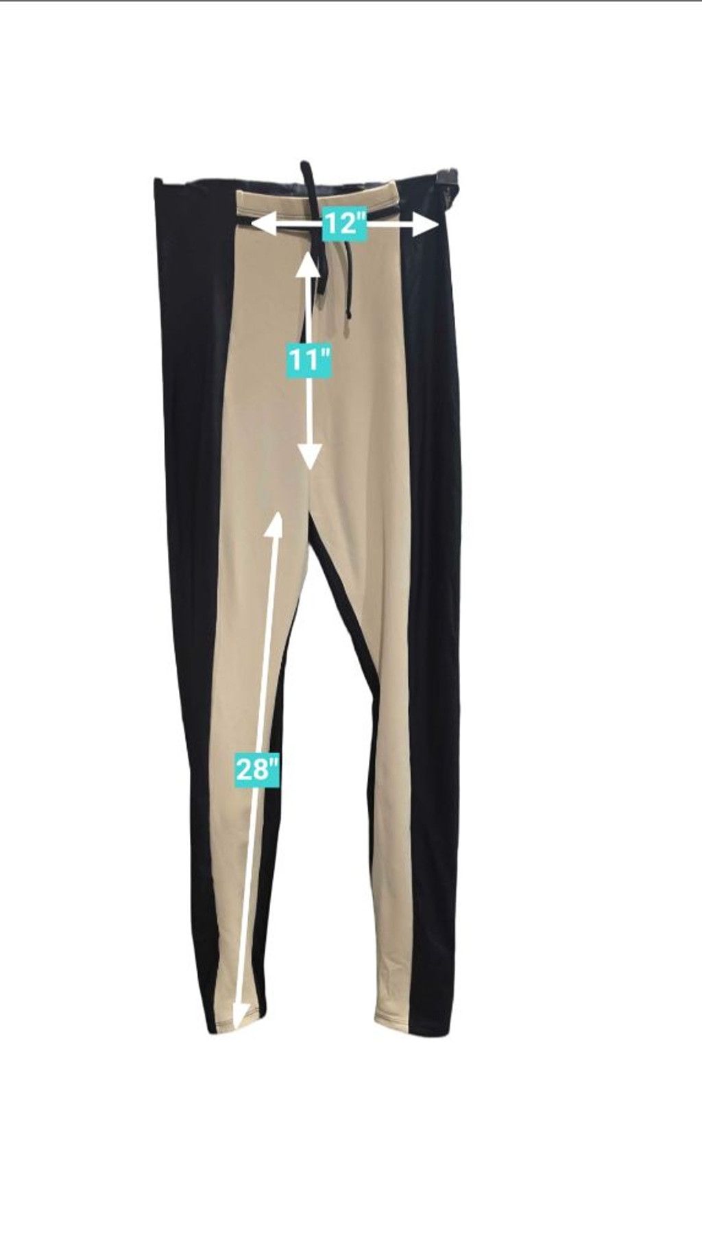 Other CAJUBRASIL Women's Black & Beige Colorblock Leggings Size L Size 28" / US 6 / IT 42 - 3 Thumbnail