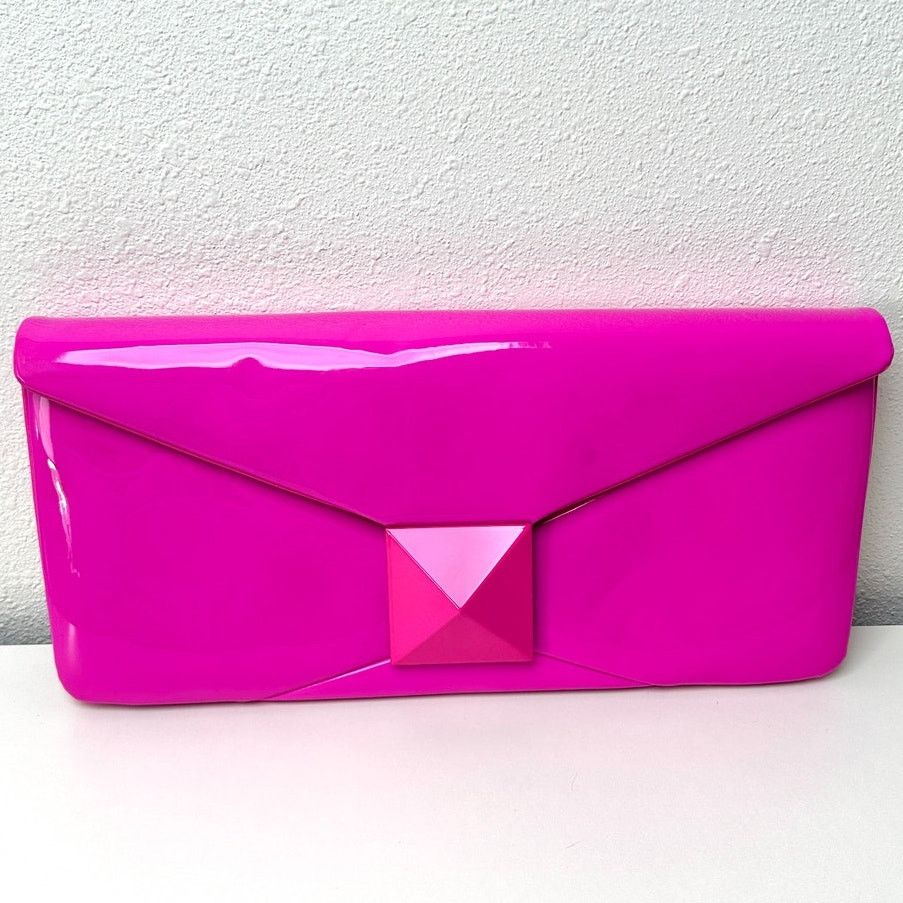 Valentino Valentino Hot Pink Patent Leather Large Envelope Clutch Size ONE SIZE - 4 Thumbnail