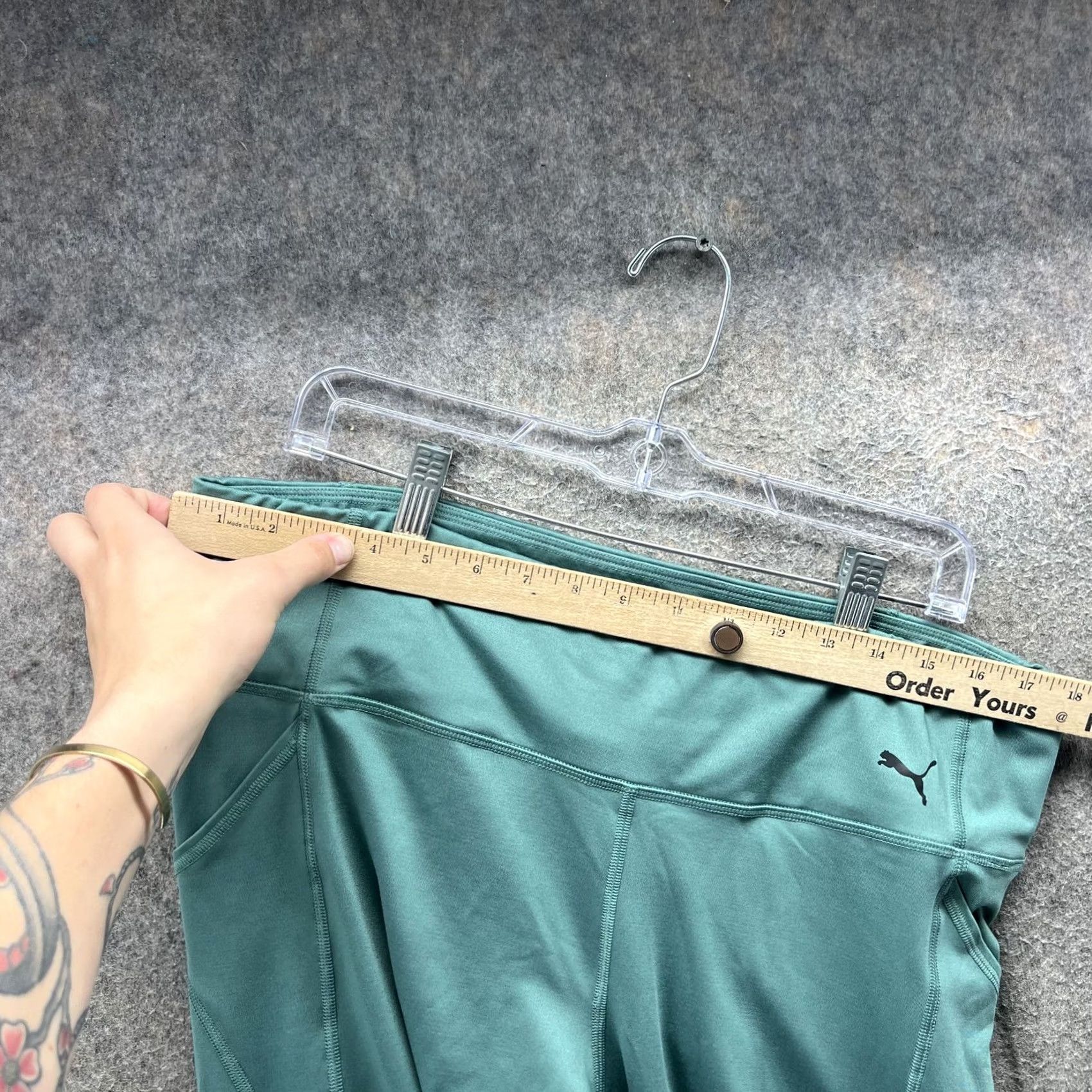 Puma Puma Leggings Womens 2X Green Plus Size Ankle Pockets Stretch Athletic Yoga Size 40" / US 18 - 3 Thumbnail