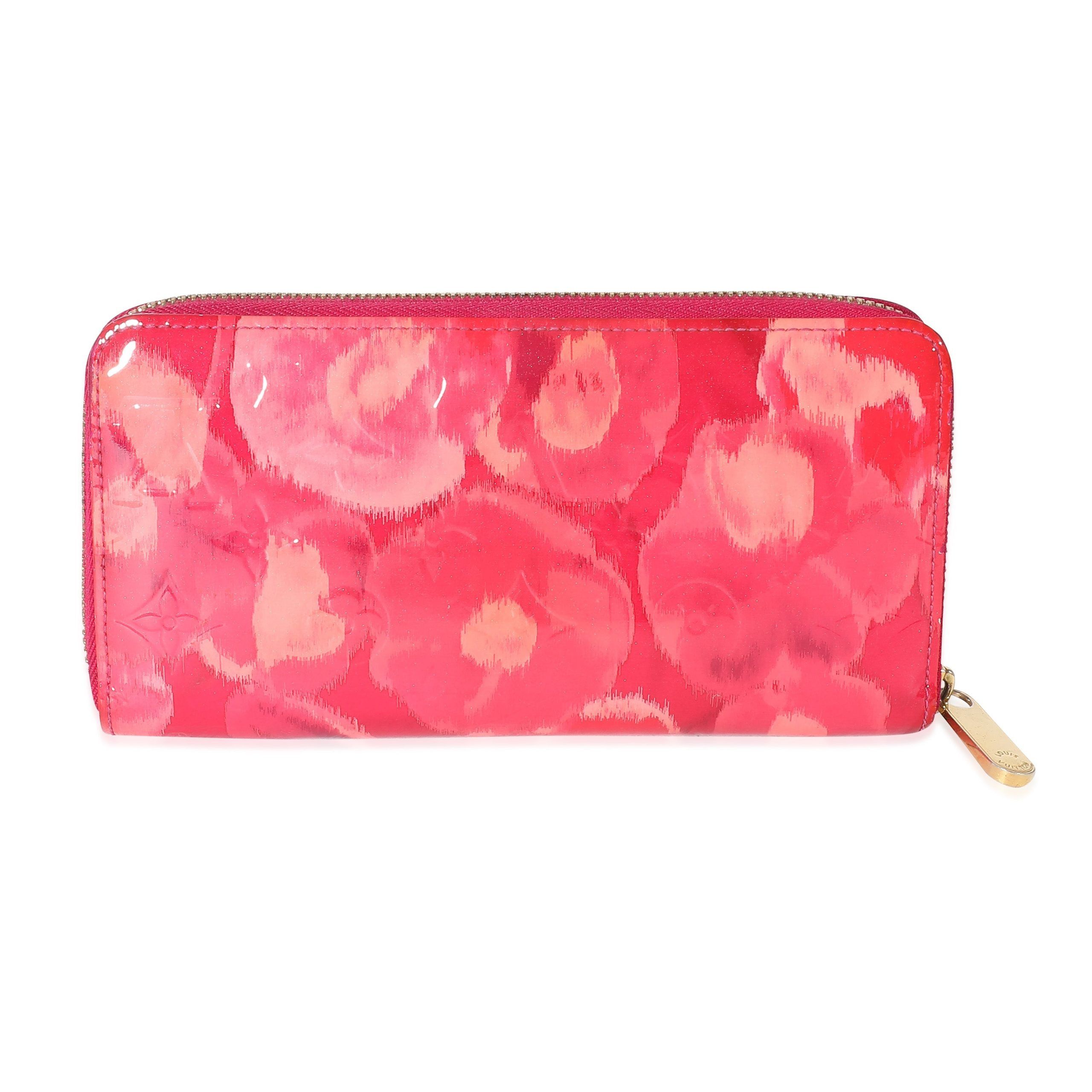 image of Louis Vuitton Monogram Vernis Ikat Flower Zippy Wallet in Pink, Women's