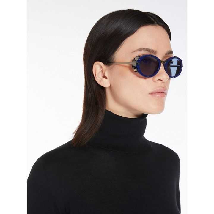 Max Mara Max Mara SELMA MM0103 96N Sunglasses Shiny Dark Green Oval Size ONE SIZE - 3 Thumbnail
