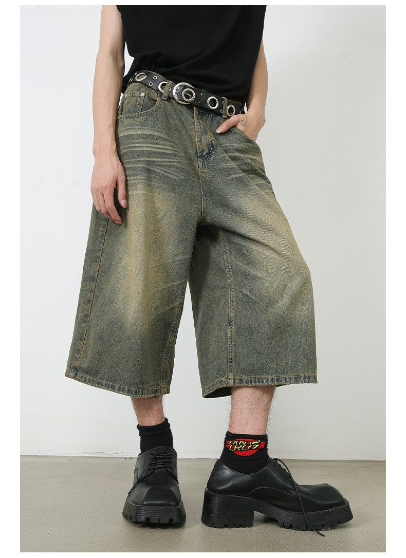 Japanese Brand × Jean Retro wide-leg washed loose versatile denim shorts Size US 32 / EU 48 - 4 Thumbnail