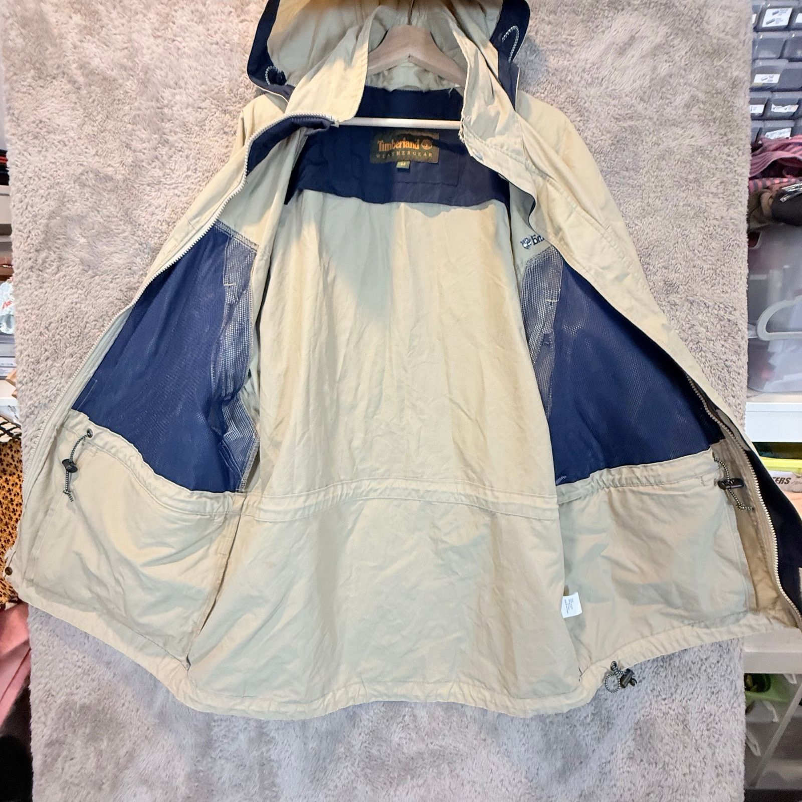 Timberland Vintage Timberland Rain Coat Jacket Parka M Hood Tan Blue Size US M / EU 48-50 / 2 - 4 Thumbnail