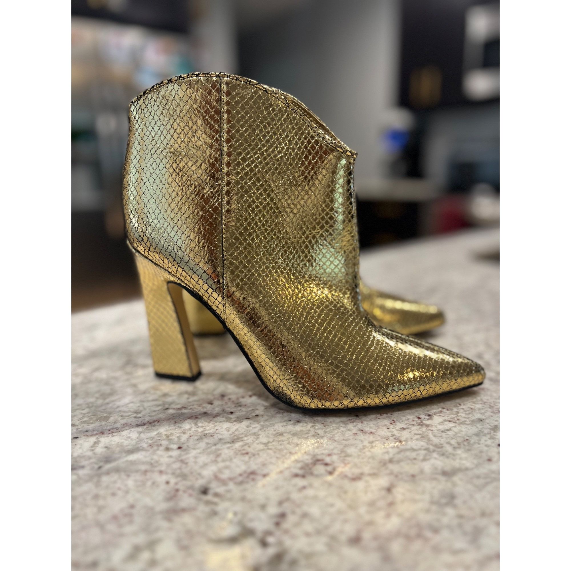 Marc Fisher Marc Fisher Women's Masina Gold High Heel Booties - Size 8.5 Size US 8.5 / IT 38.5 - 3 Thumbnail
