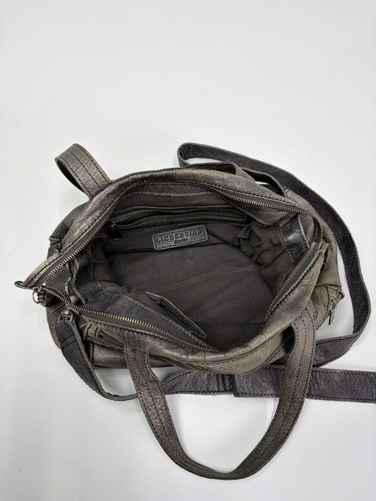 KMRii Oversized Artisan Gray Leather Shoulder Bag Rick Owens Vibe Size ONE SIZE - 17 Thumbnail
