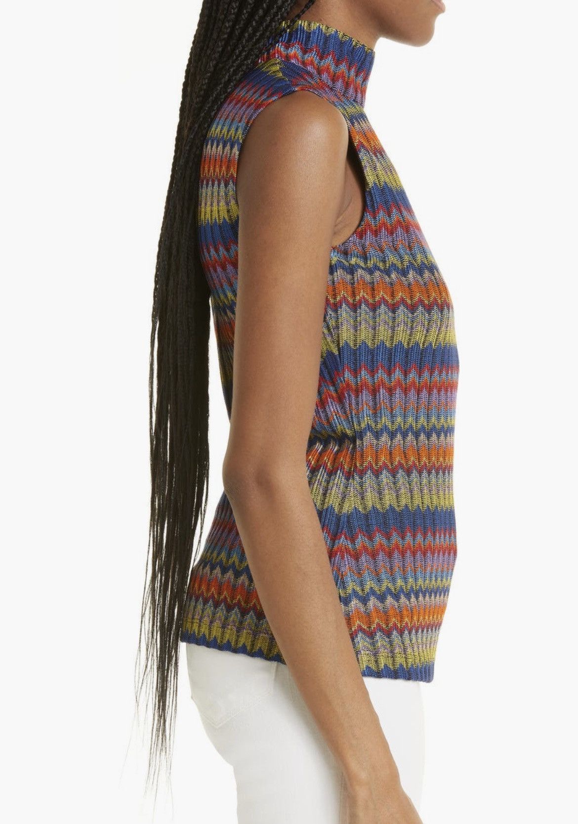 Ramy Brook Ramy Brook Madison Womens Chevron Mock Neck Tank Top Sweater Size XS / US 0-2 / IT 36-38 - 6 Thumbnail