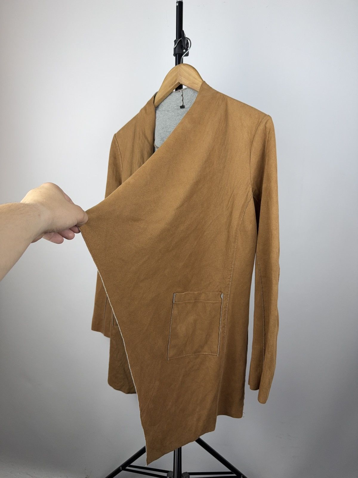 Designer × Japanese Brand × Vintage Gypsy Faux Suede Fringe Cardigan Coat – Tan Brown S Size S / US 4 / IT 40 - 3 Thumbnail