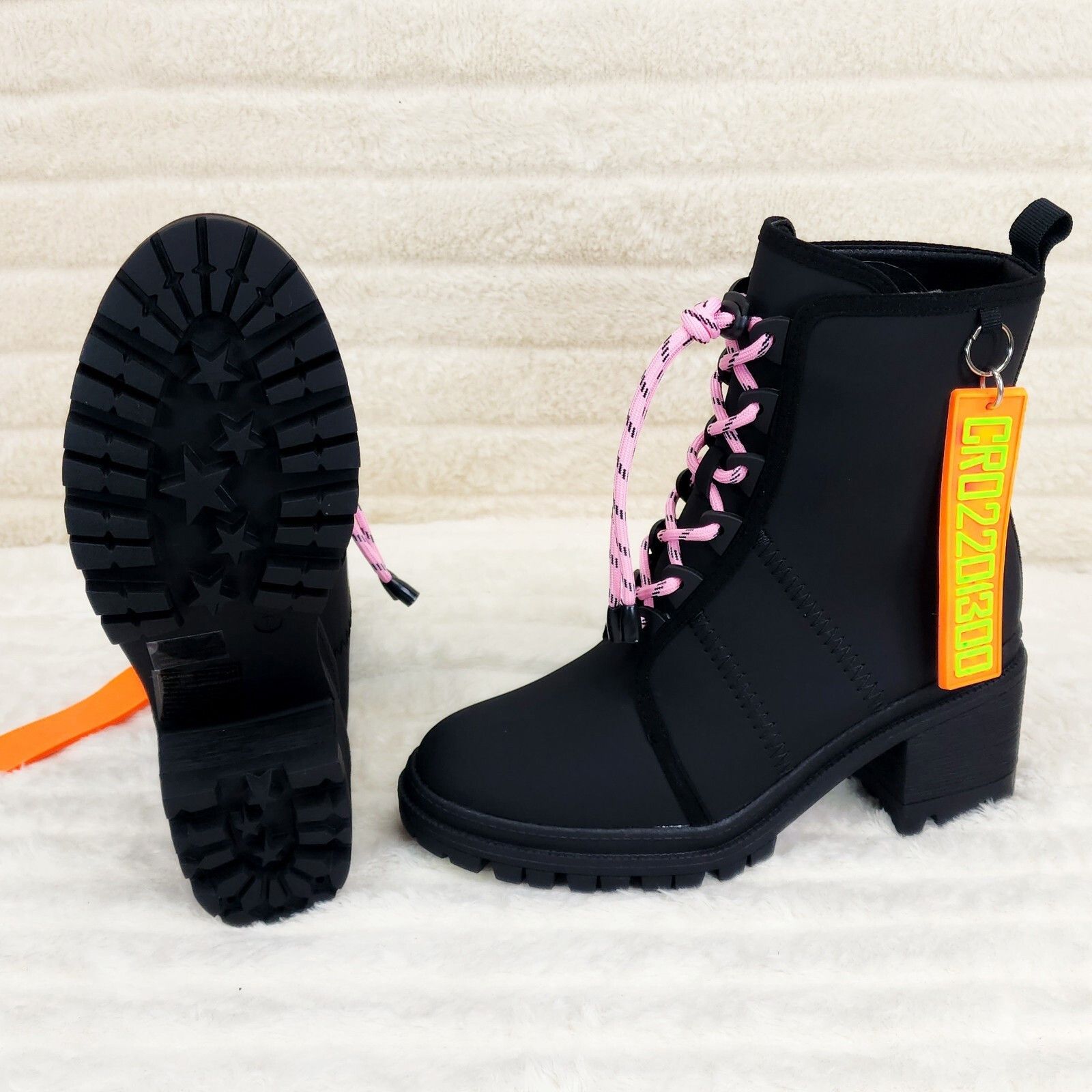 Other Stellar Black / Pink Water Resistant Combat Boots Brand New Size US 9 / IT 39 - 3 Thumbnail