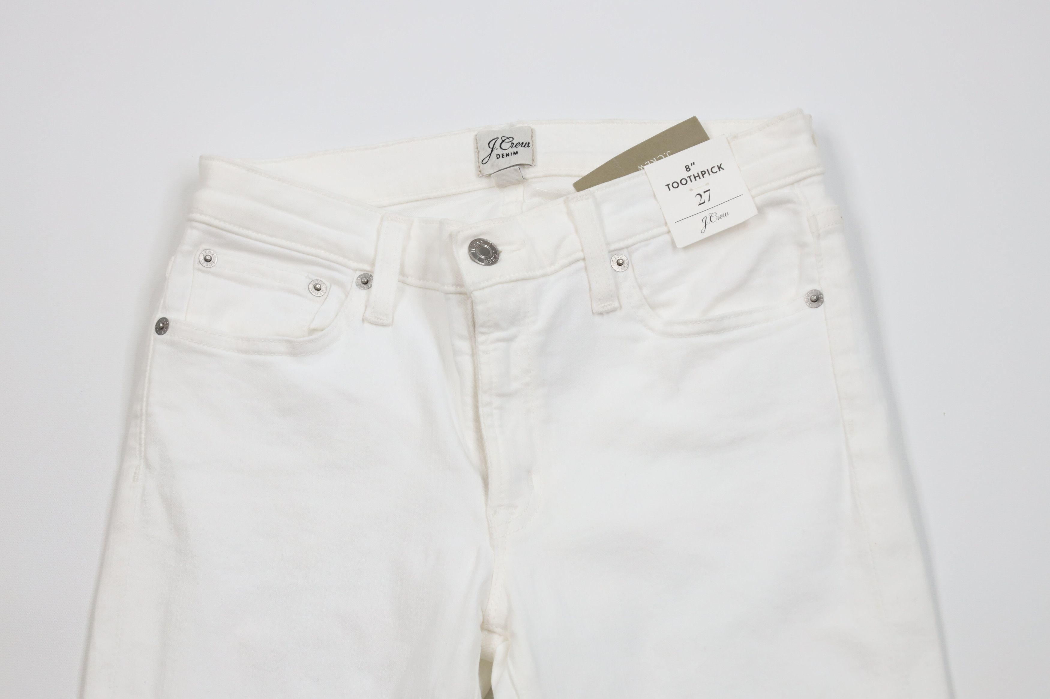 J.Crew New J Crew Stretch Toothpick Skinny Leg Denim Jeans White Size 27" / US 4 / IT 40 - 2 Thumbnail
