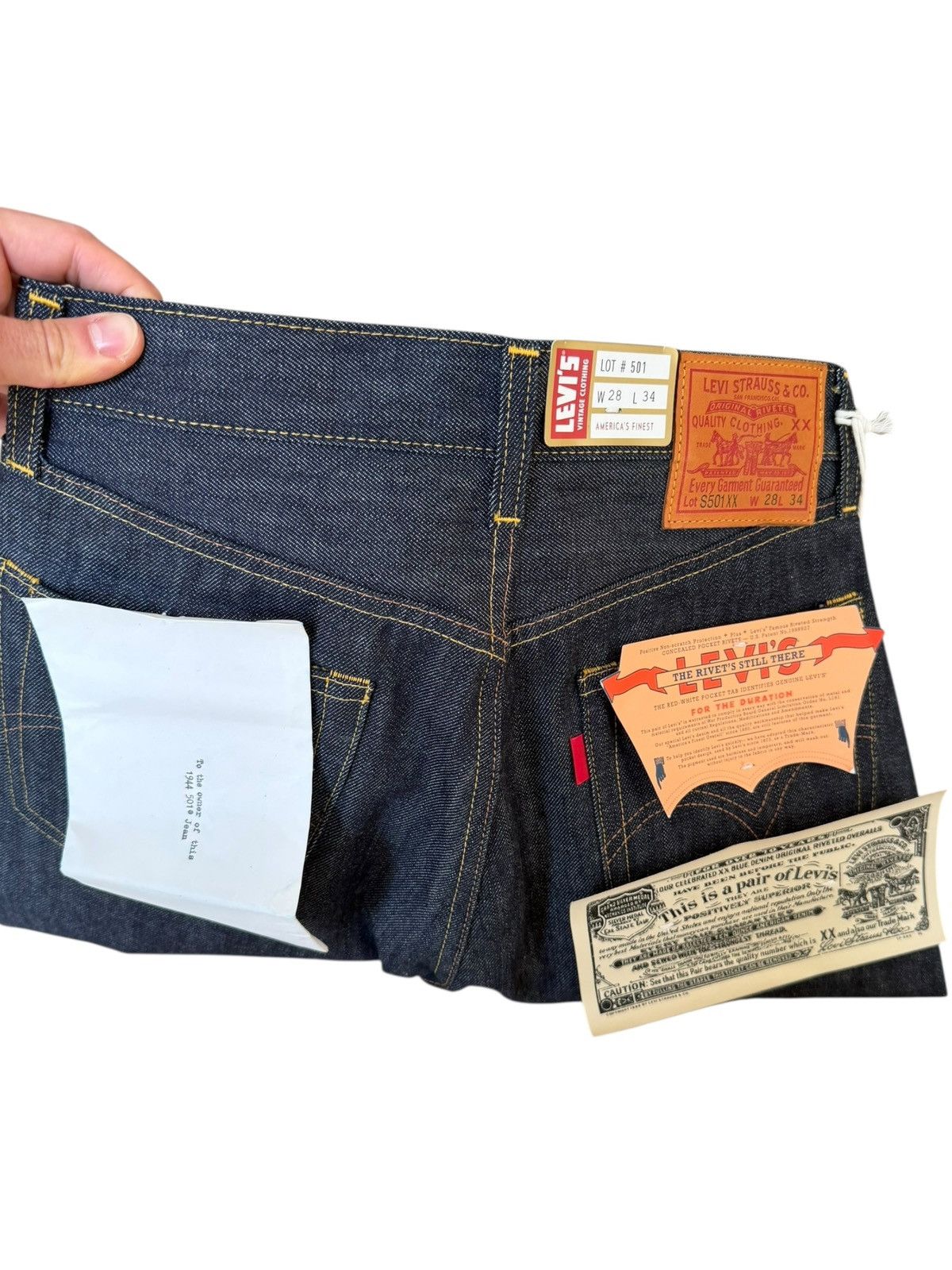 Levi's Vintage Clothing LVC 1944 1/100 WW2Cone Mills White Oak Perfect Imperfections Size US 28 / EU 44 - 11 Thumbnail