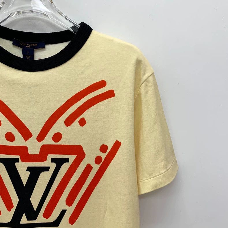 Louis Vuitton Louis Vuitton Yellow logo printed cotton crew neck short-s Size S / US 4 / IT 40 - 3 Thumbnail