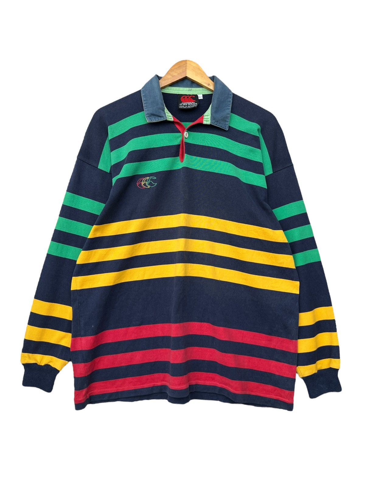 Canterbury of New Zealand Vintage 90s Centerburry Multicolour Polo Rugby Shirt Size US L / EU 52-54 / 3 - 1 Thumbnail