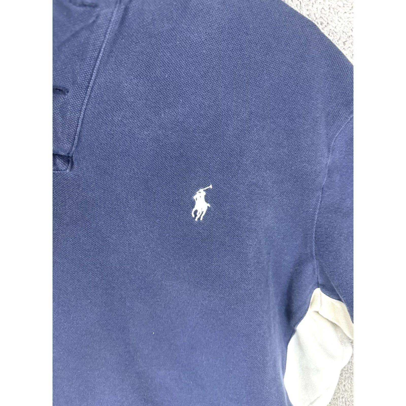 Polo Ralph Lauren VINTAGE Polo Ralph Lauren Polo Shirt Mens XL Navy White Custom Fit Red Stripes Short Slv Size US XL / EU 56 / 4 - 4 Thumbnail