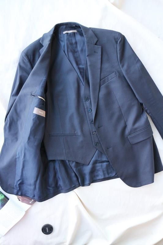 Paoloni Paoloni Navy 2-Piece Set - Blazer & Waistcoat Size 52 Size 52R - 1 Thumbnail