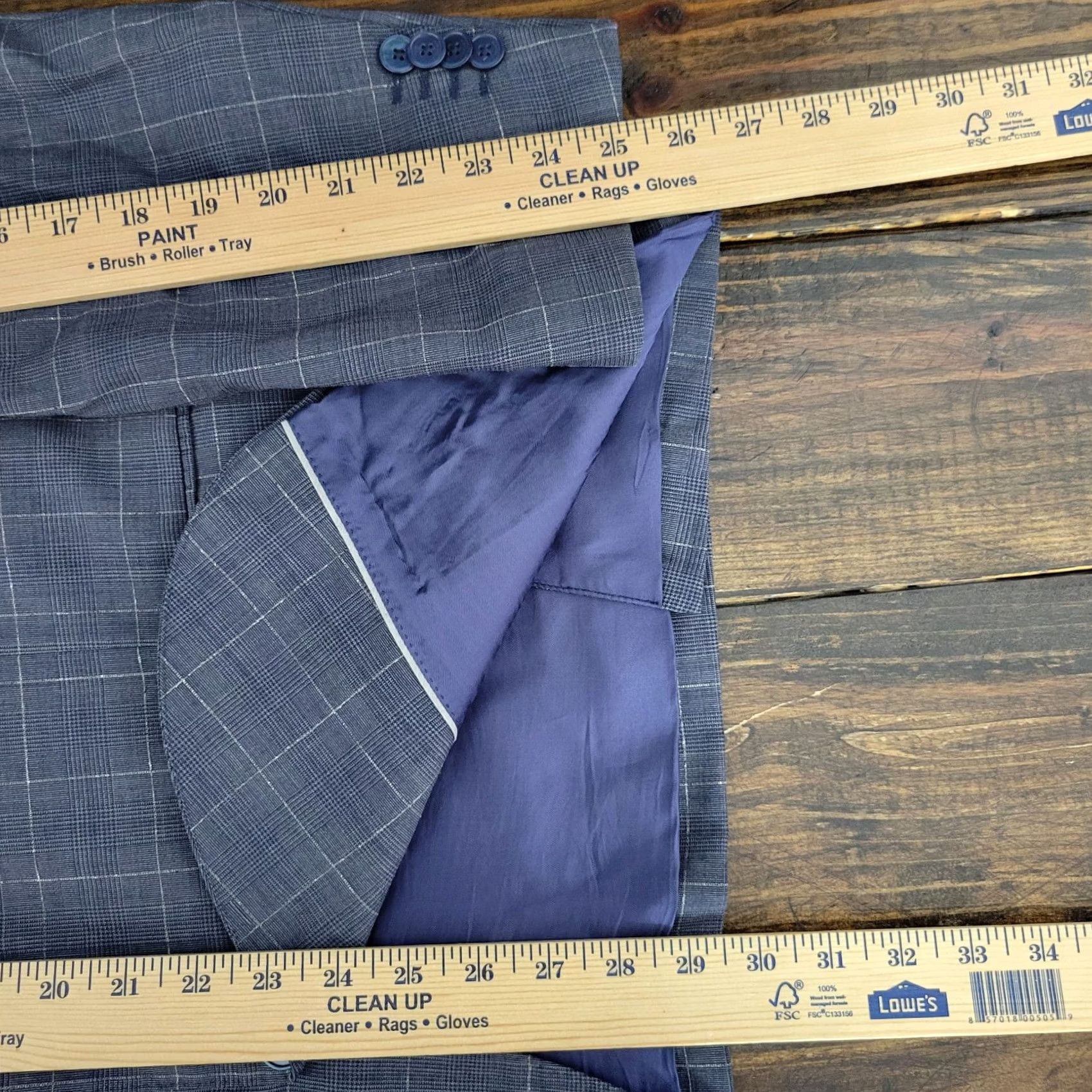 Vintage Sacoor Brothers Sport Coat Blazer Mens 48R Blue Plaid Wool Stretch Two Button Size 48R - 5 Thumbnail