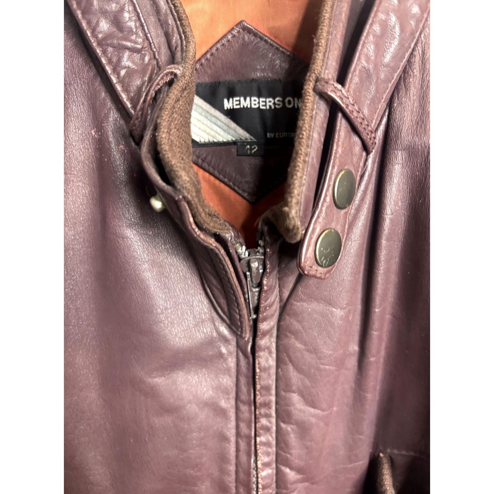 Members Only VINTAGE Members Only Jacket Mens 42 Brown Leather Bomber Zip Pockets 80s Size US XS / EU 42 / 0 - 3 Thumbnail