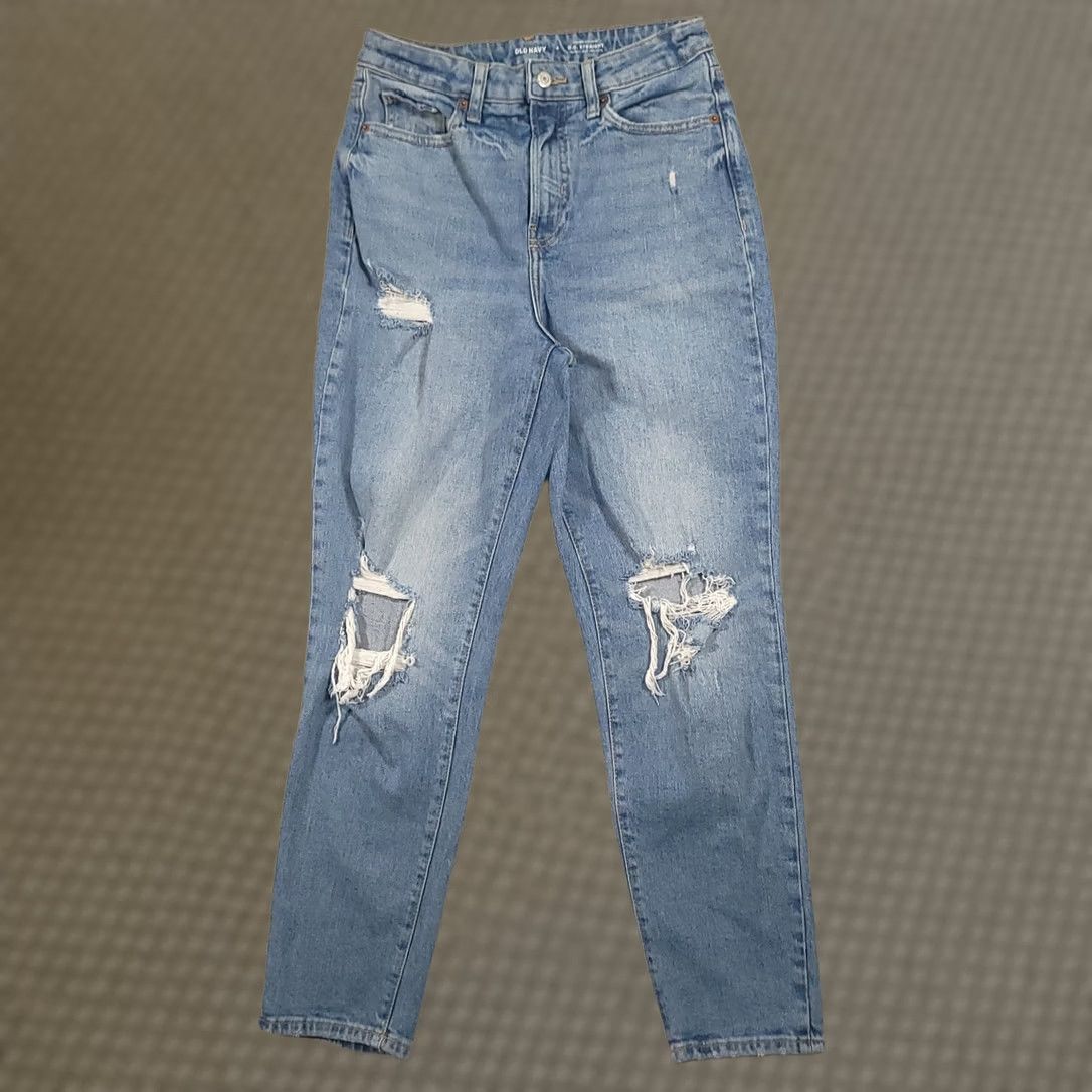 Old Navy Old Navy Blue Higher High Rise O.G. Straight Denim Jeans Size 4 Women Regular 5-Pocket Zipper Button Inseam 28 Size 27" / US 4 / IT 40 - 1 Thumbnail