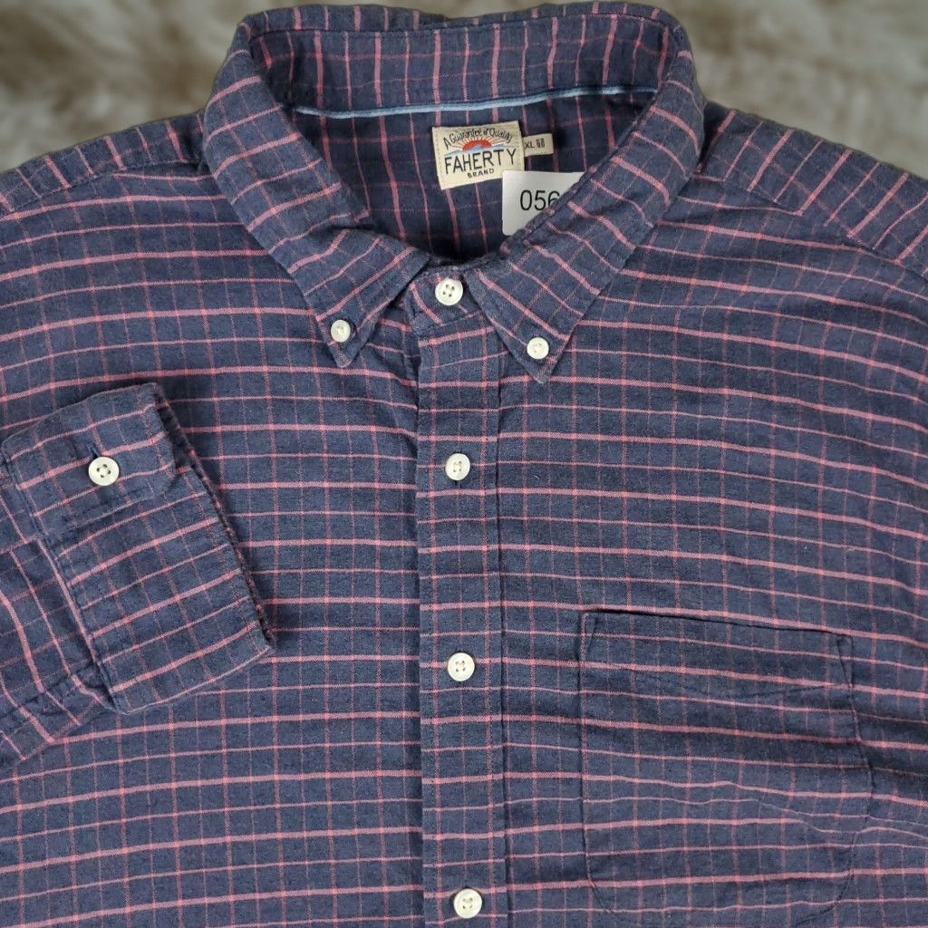 Faherty Faherty Men's Shirt XL Blue Pink Check Casual Long Sleeve Button-Up 100% Cotton Size US XL / EU 56 / 4 - 1 Thumbnail