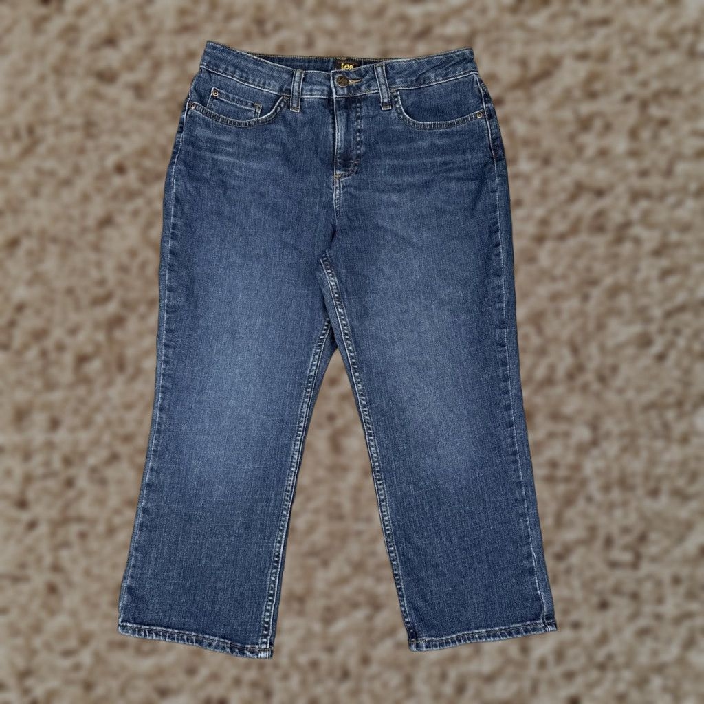 Lee Lee Jeans Womens 10M Blue Denim Stretch Straight Leg Mid Rise Casual Pants Shirt? Size 32" / US 10 / IT 46 - 1 Thumbnail
