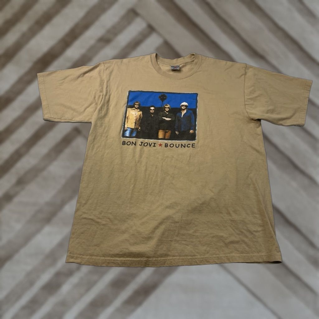 Jerzees VINTAGE Bon Jovi Bounce Tour T-Shirt 2003 XL Tan Cotton Crew Neck Short Sleeve JERZEES Men Graphic Regular Size US XL / EU 56 / 4 - 1 Thumbnail